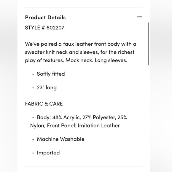 Ann Taylor Mixed Media Mock Neck Sweater with faux leather - Picture 6 of 10